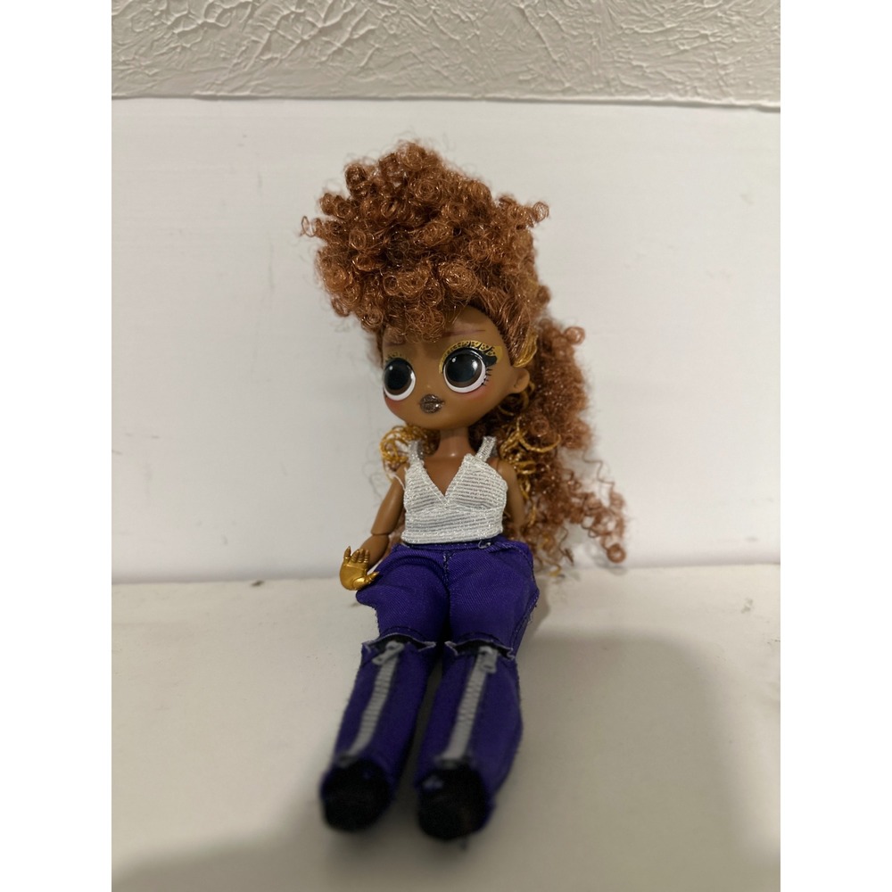 LOL Surprise OMG Royal Bee Fashion Doll Brown Curly Hair Silver Top Purple Pants
